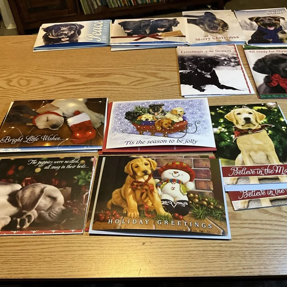 Mixed Brands NEW  Un-Used Christmas Cards DOGS With Envelopes! Lot Of 43 Vintage